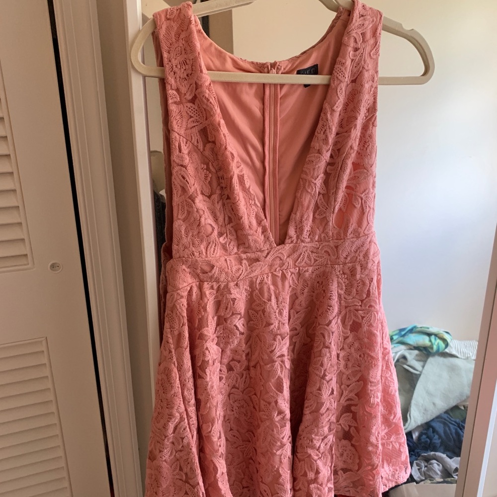 Worn once, dress with v neck zipper back